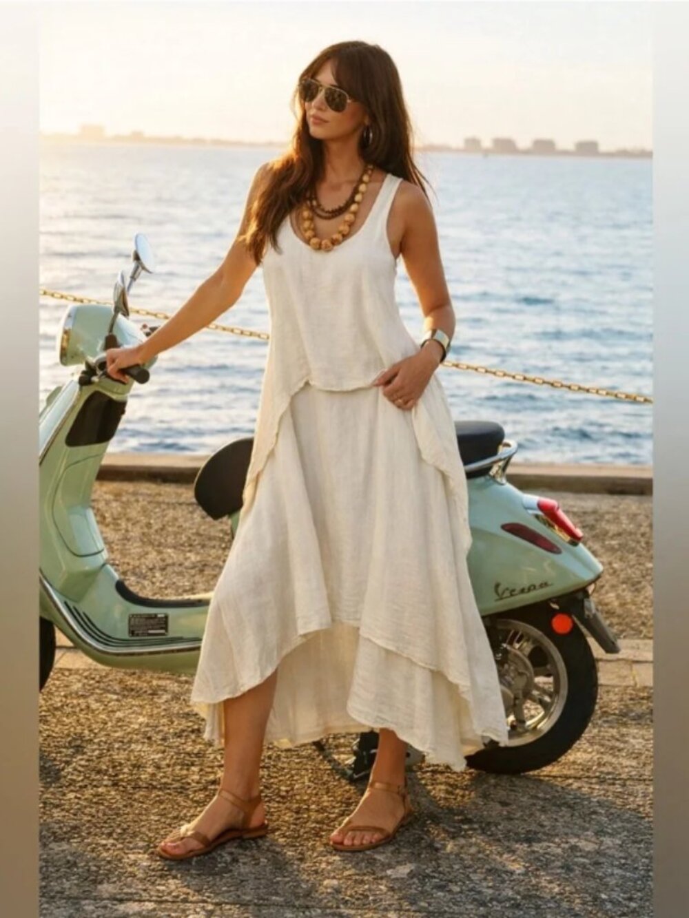 Creative Design | Asymmetric Linen or Raw Cotton Midi Dress